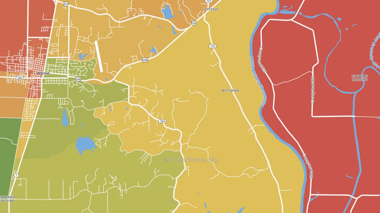 Wittsburg, AR Map of Burglary Rates