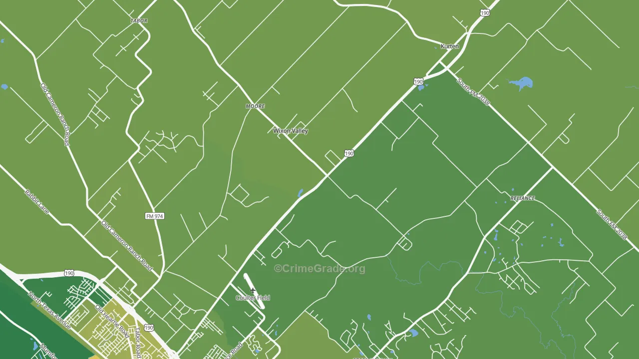 Wixon Valley, TX Map of Burglary Rates