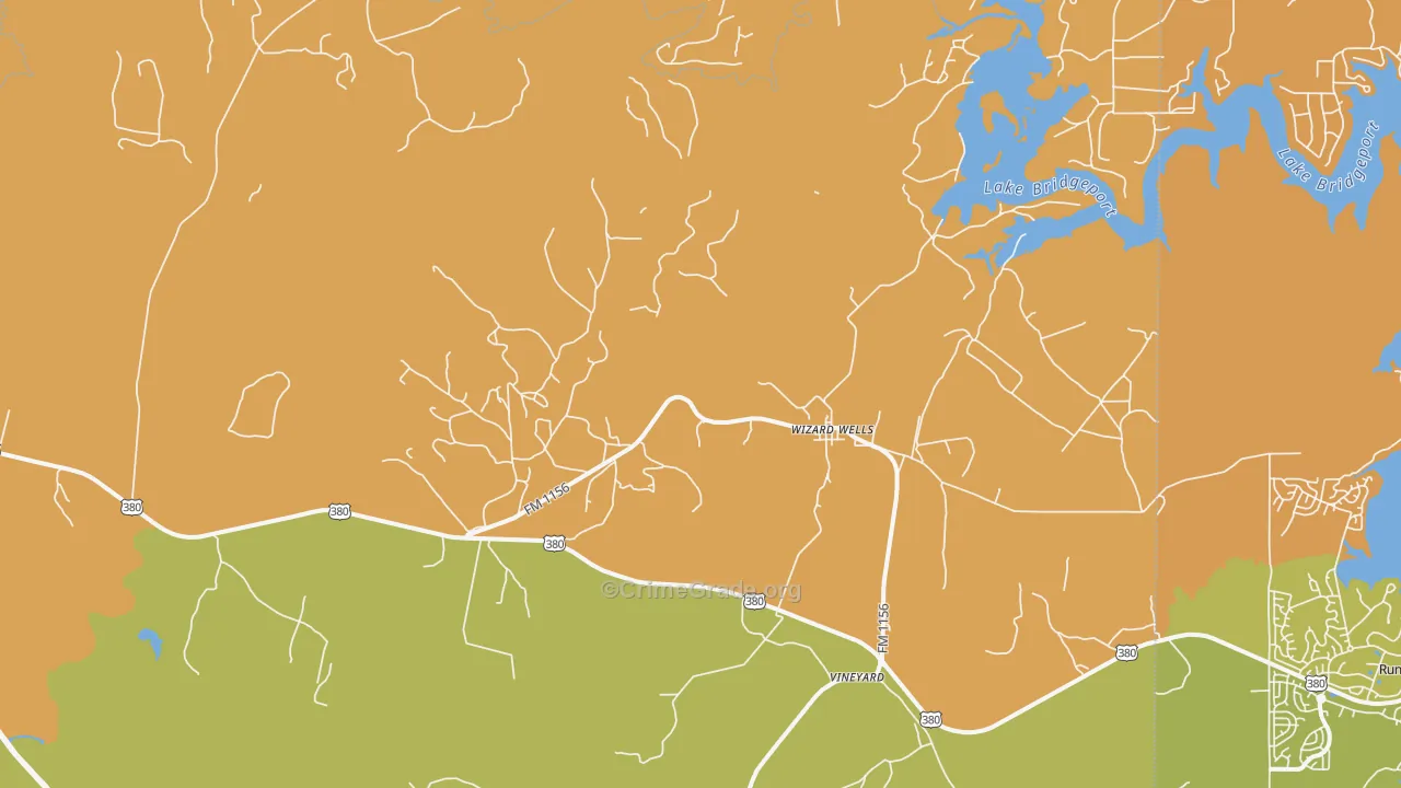 Wizard Wells, TX Map of Burglary Rates