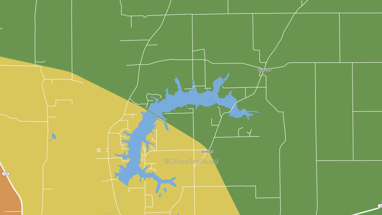 Woburn, IL Map of Burglary Rates