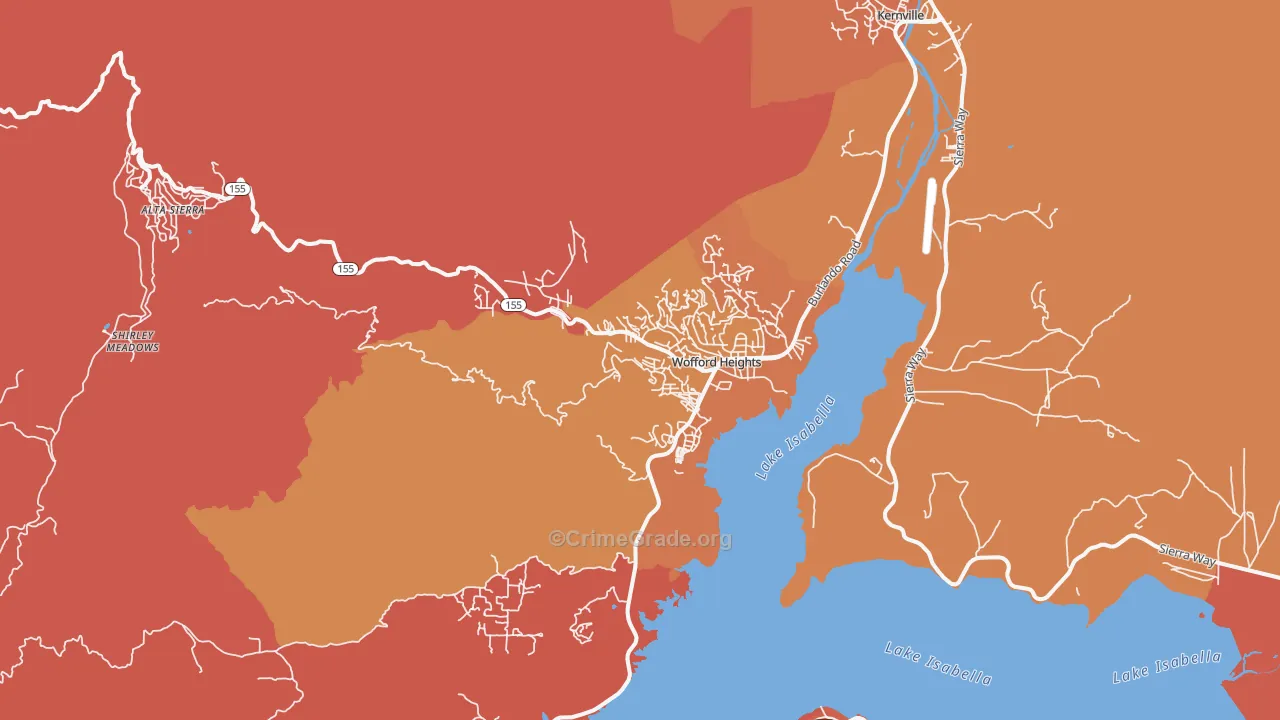 Wofford Heights, CA Map of Burglary Rates