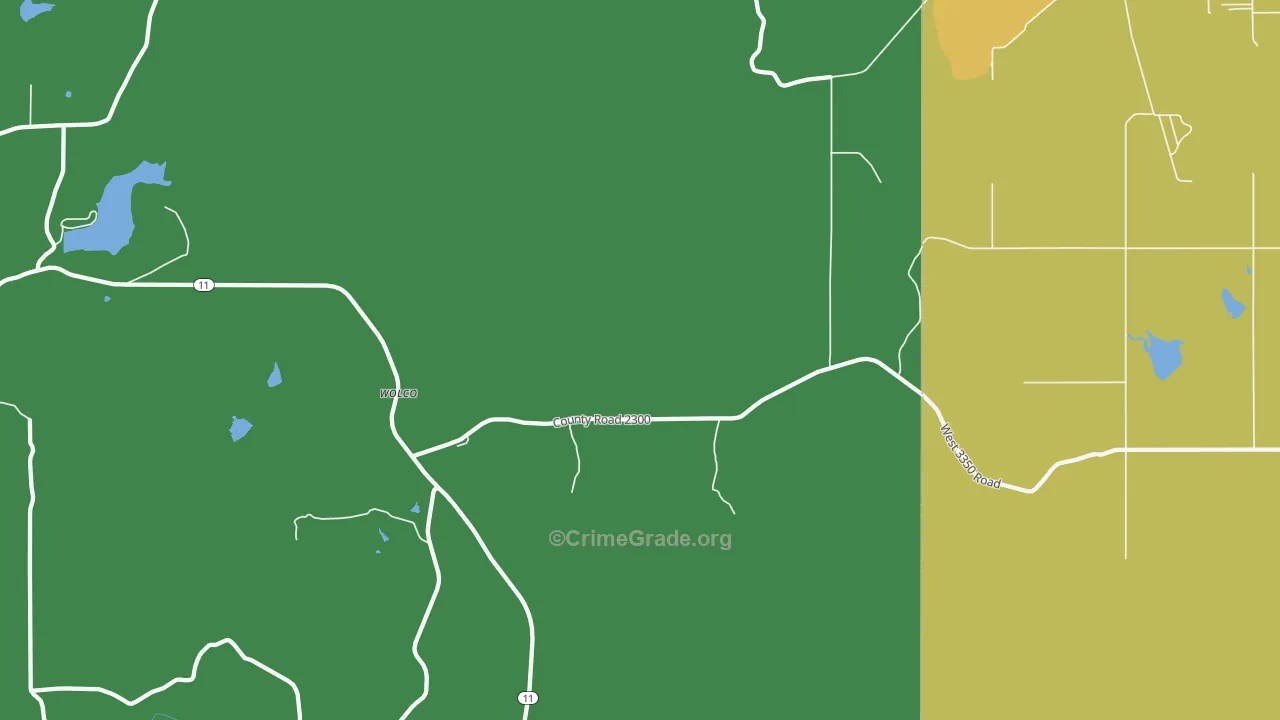 Wolco, OK Map of Burglary Rates