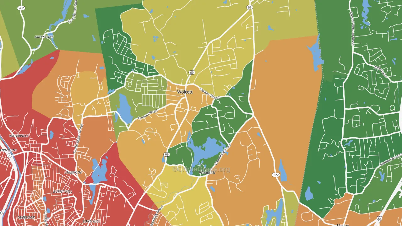 Wolcott, CT Map of Burglary Rates