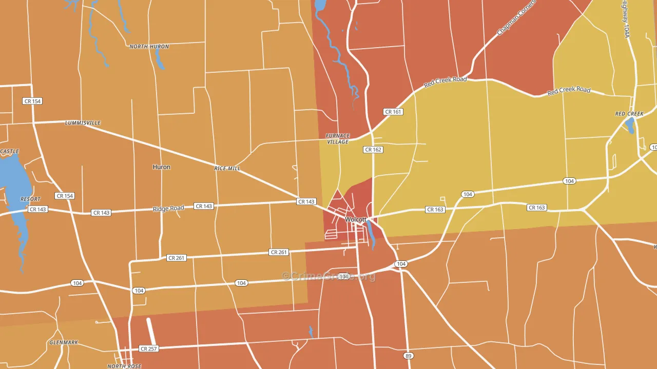 Wolcott, NY Map of Burglary Rates