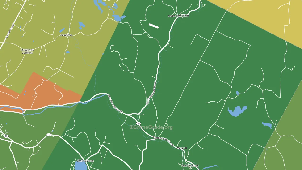 Wolcott, VT Map of Burglary Rates