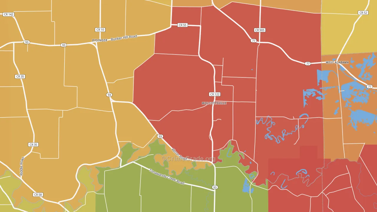 Wolcottsville, NY Map of Burglary Rates