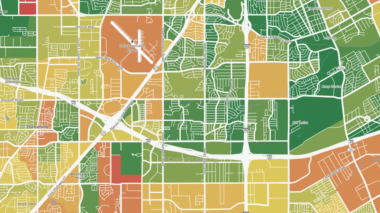 Wolf Creek, Dallas, TX Map of Burglary Rates