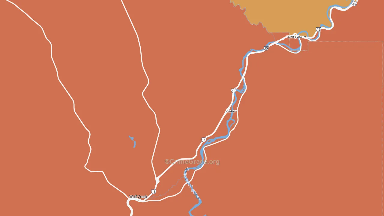 Wolf Creek, MT Map of Burglary Rates