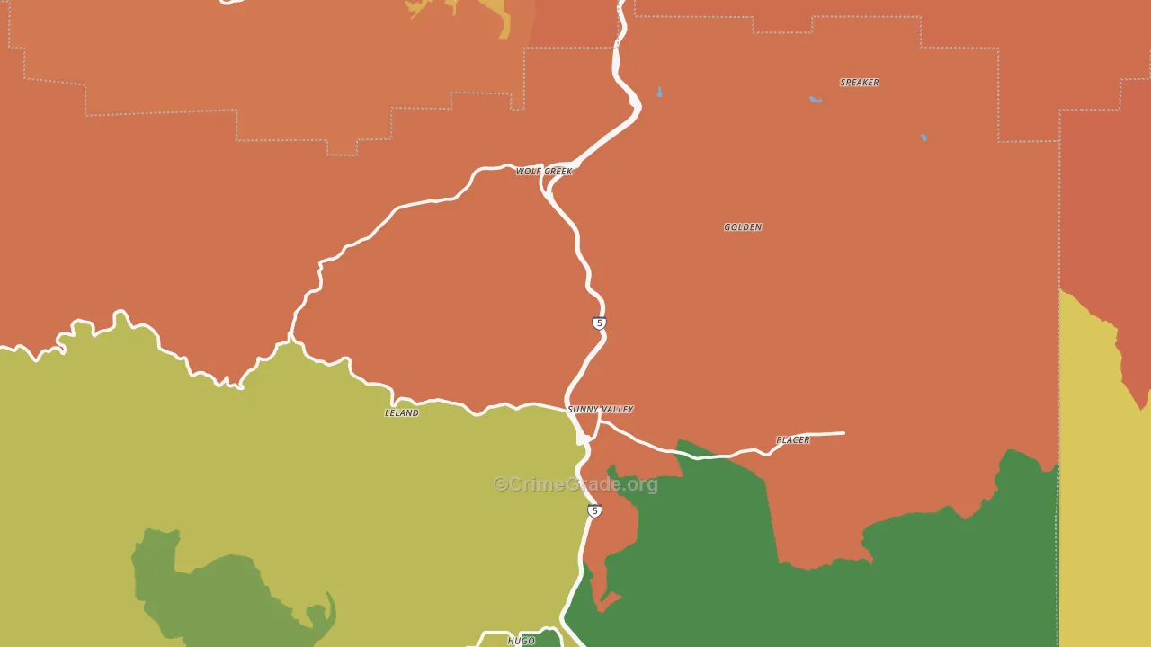 Wolf Creek, OR Map of Burglary Rates