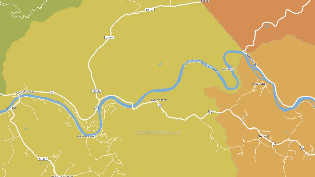 Wolf Creek, TN Map of Burglary Rates