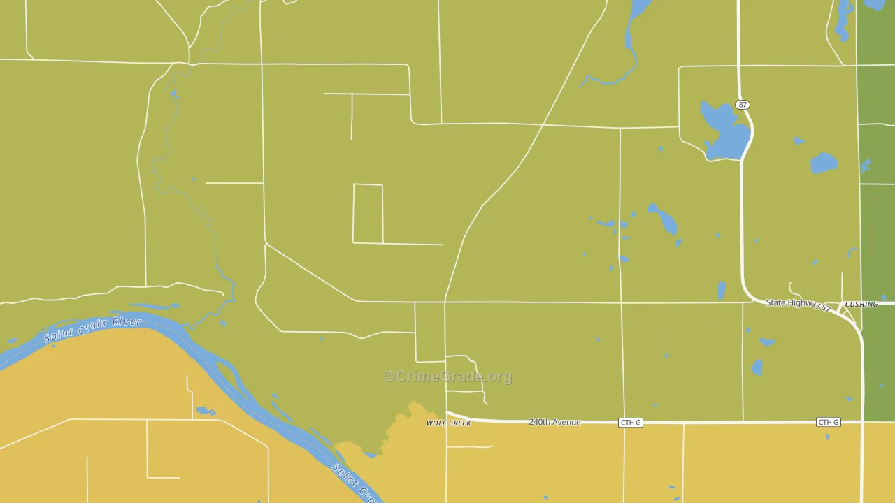Wolf Creek, WI Map of Burglary Rates