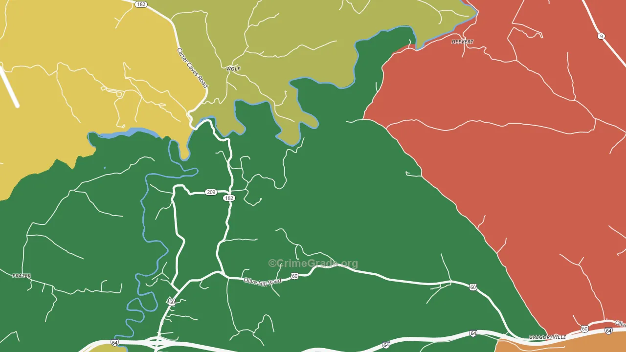 Wolf, KY Map of Burglary Rates