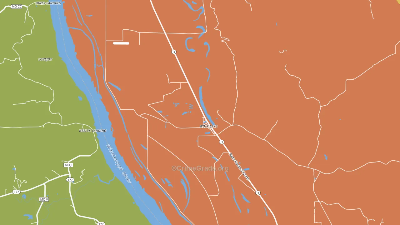 Wolf Lake, IL Map of Burglary Rates