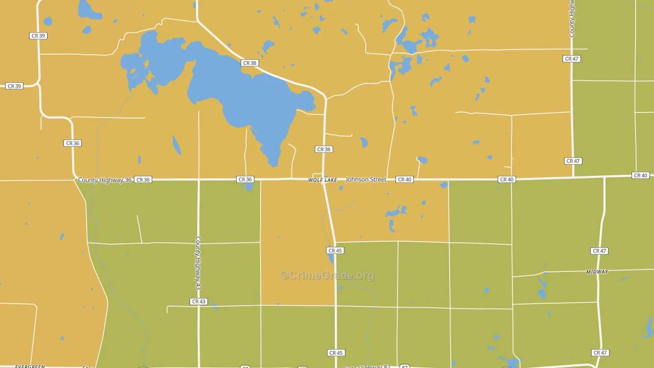 Wolf Lake, MN Map of Burglary Rates