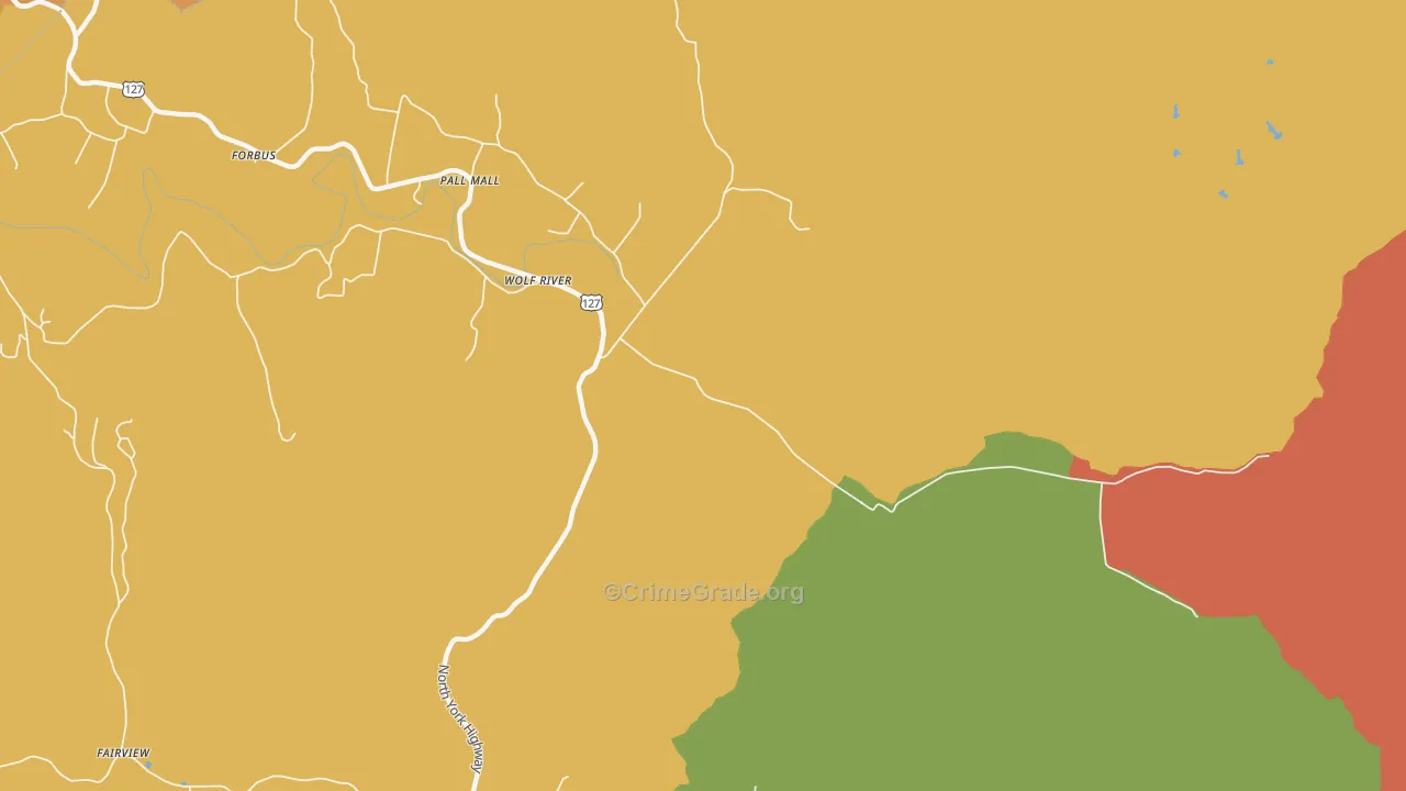 Wolf River, TN Map of Burglary Rates