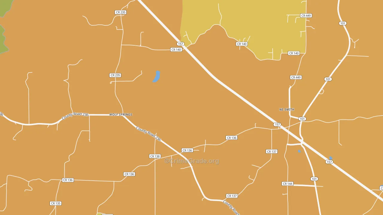 Wolf Springs, AL Map of Burglary Rates