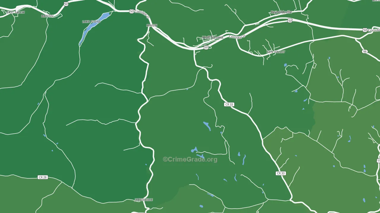 Wolf Summit, WV Map of Burglary Rates