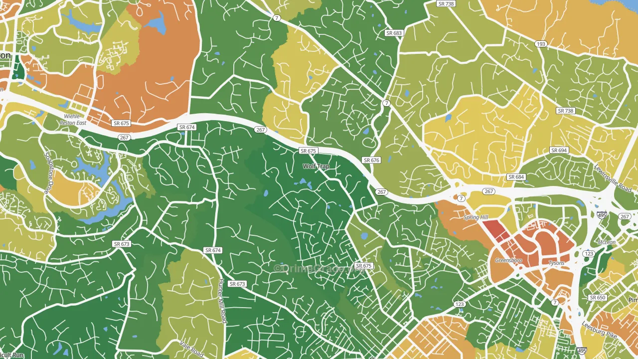 Wolf Trap, VA Map of Burglary Rates