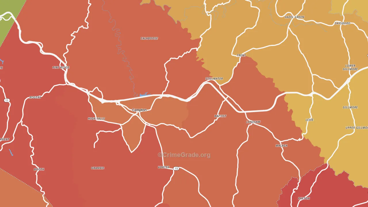 Wolfe County, KY Map of Burglary Rates
