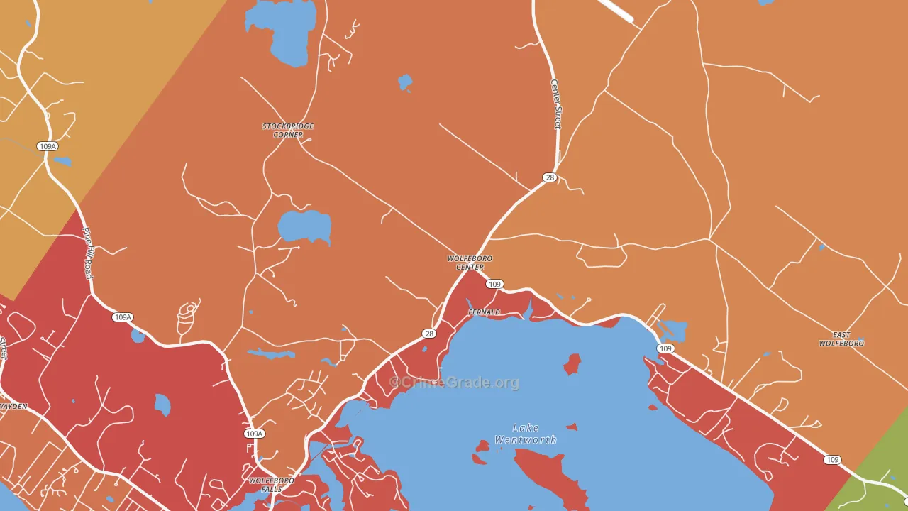 Wolfeboro Center, NH Map of Burglary Rates