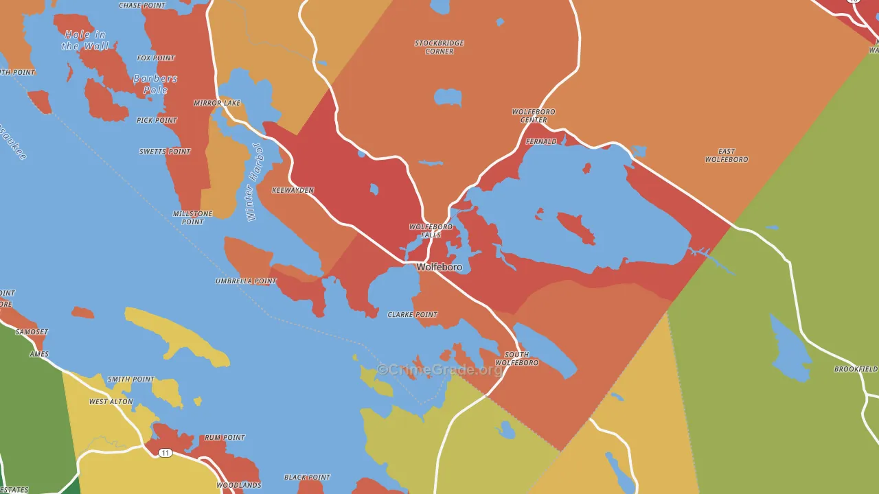 Wolfeboro Falls, NH Map of Burglary Rates