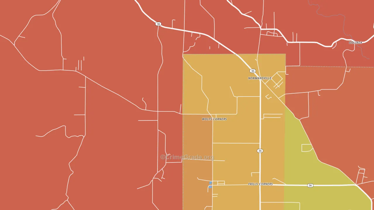 Wolfs Corner, PA Map of Burglary Rates