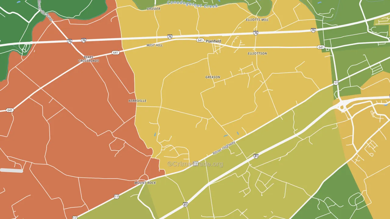 Wolfs Crossroads, PA Map of Burglary Rates