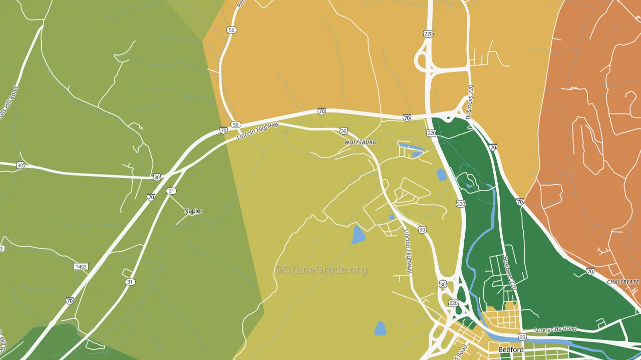 Wolfsburg, PA Map of Burglary Rates