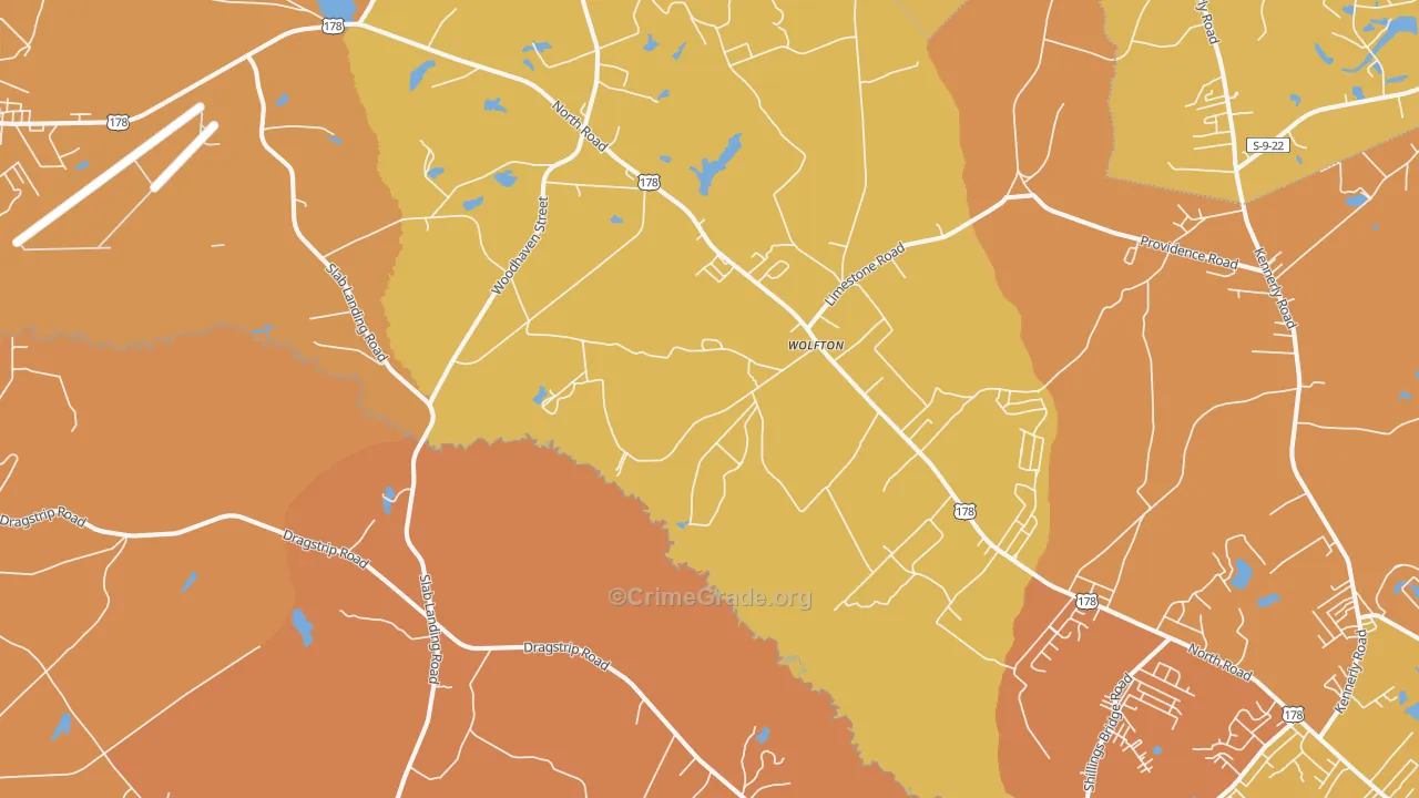 Wolfton, SC Map of Burglary Rates