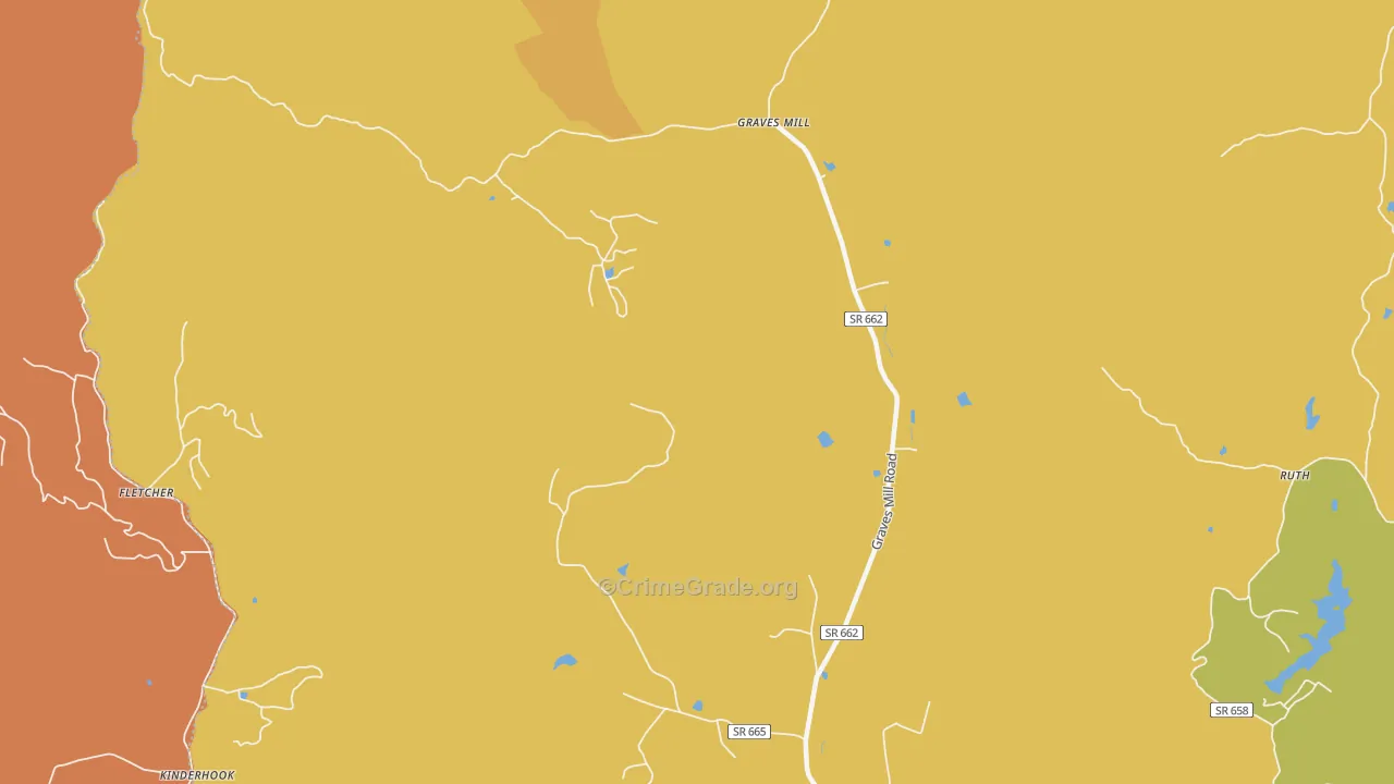 Wolftown, VA Map of Burglary Rates