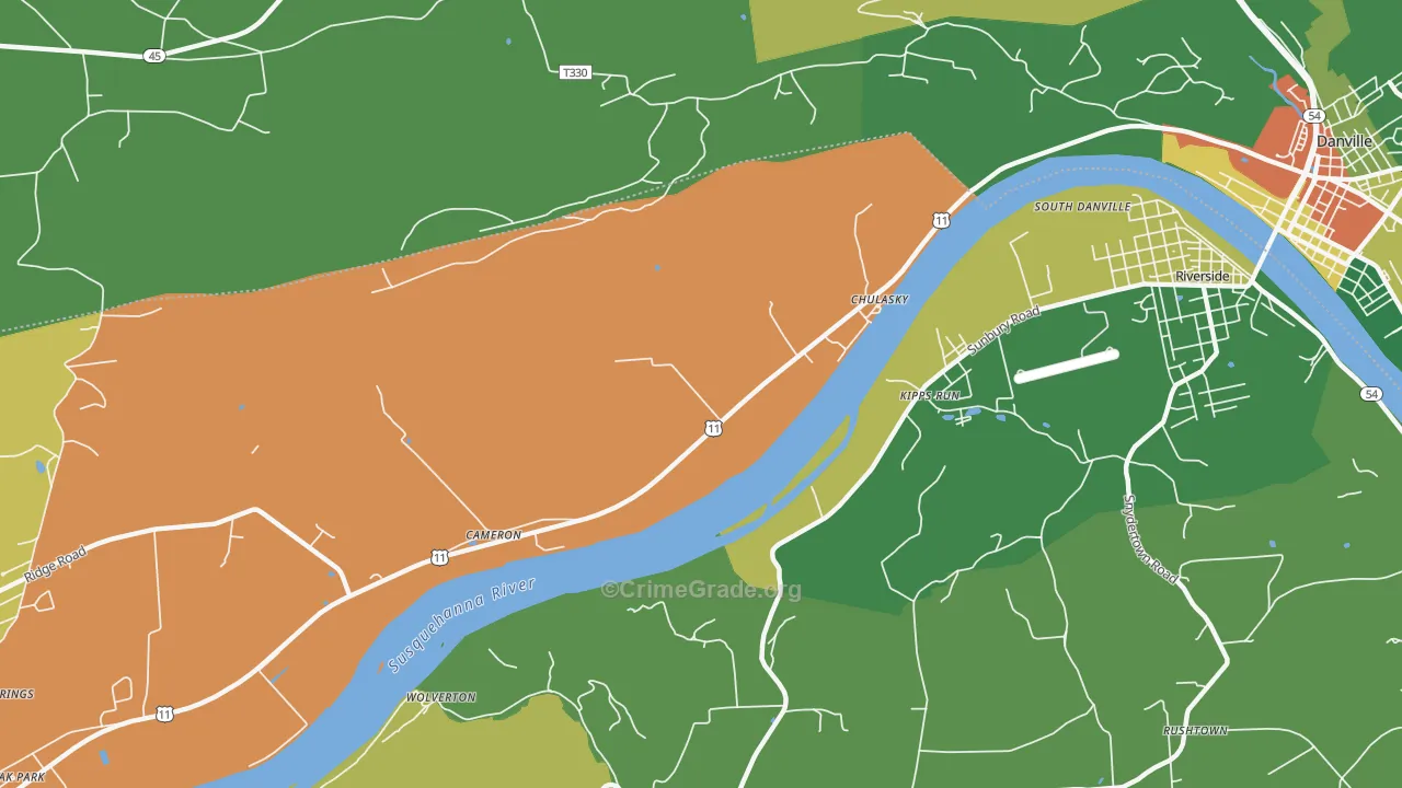 Wolverton, PA Map of Burglary Rates