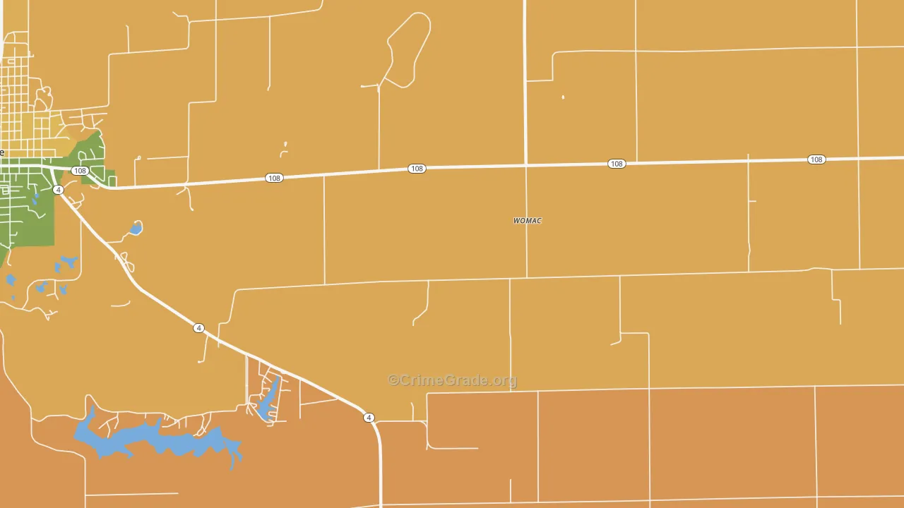 Womac, IL Map of Burglary Rates