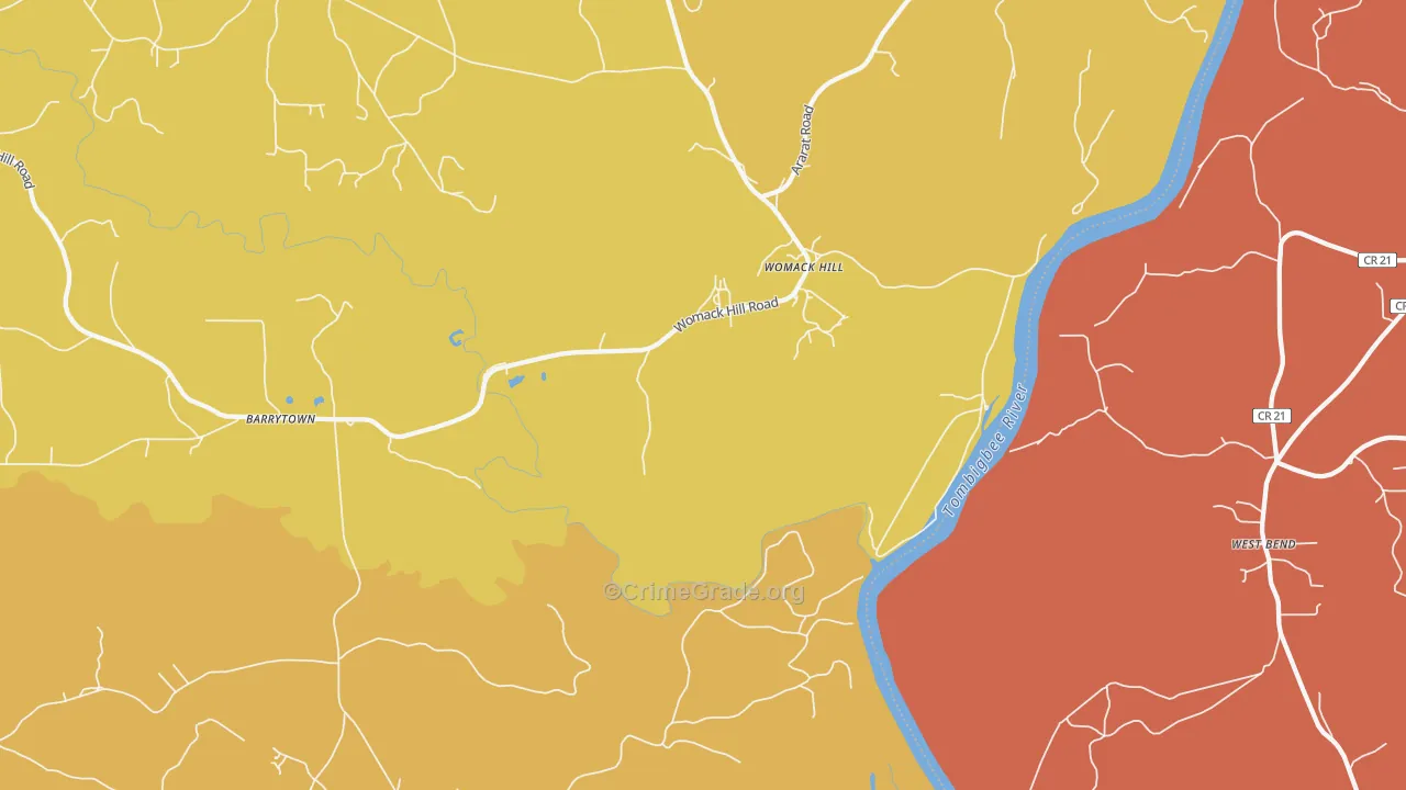 Womack Hill, AL Map of Burglary Rates