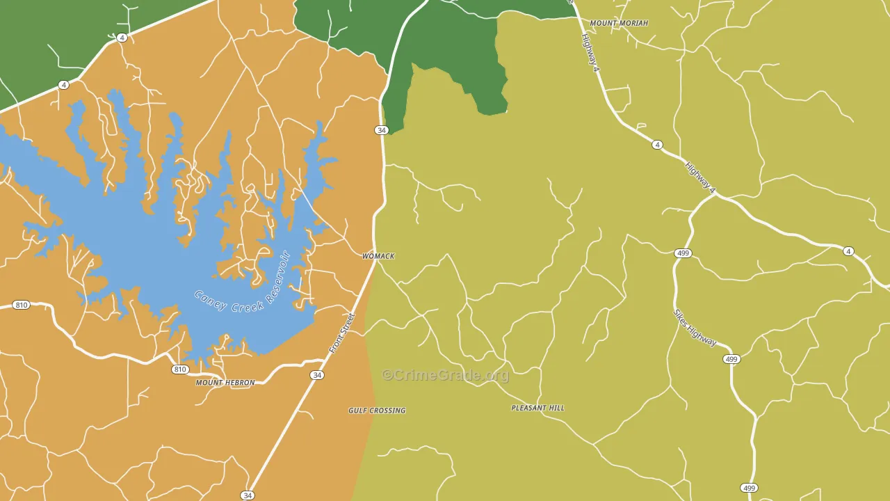 Womack, LA Map of Burglary Rates
