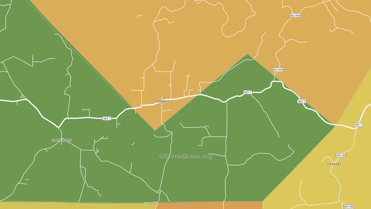 Womack, MO Map of Burglary Rates