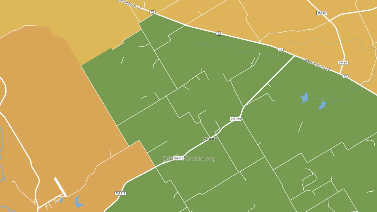 Womack, TX Map of Burglary Rates