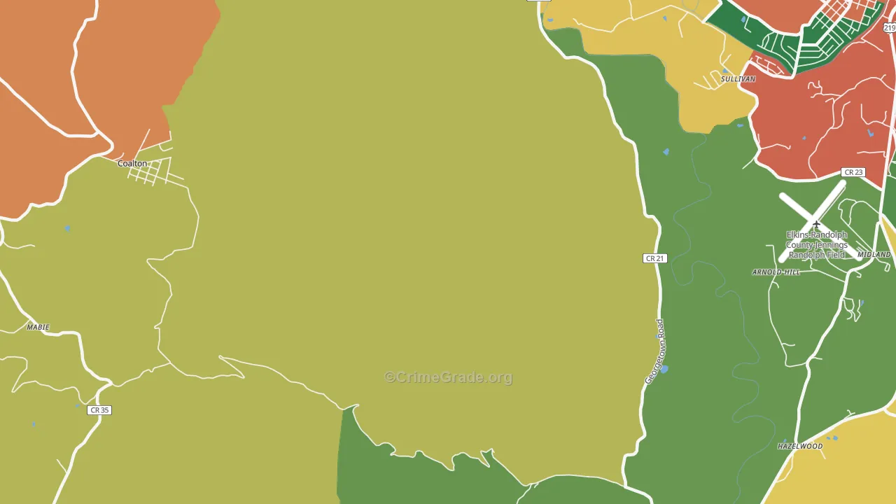 Womelsdorf, WV Map of Burglary Rates