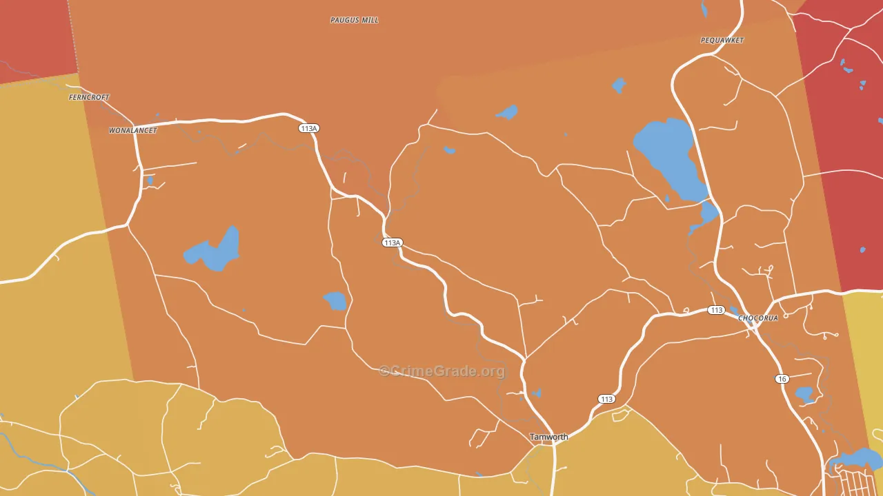 Wonalancet, NH Map of Burglary Rates