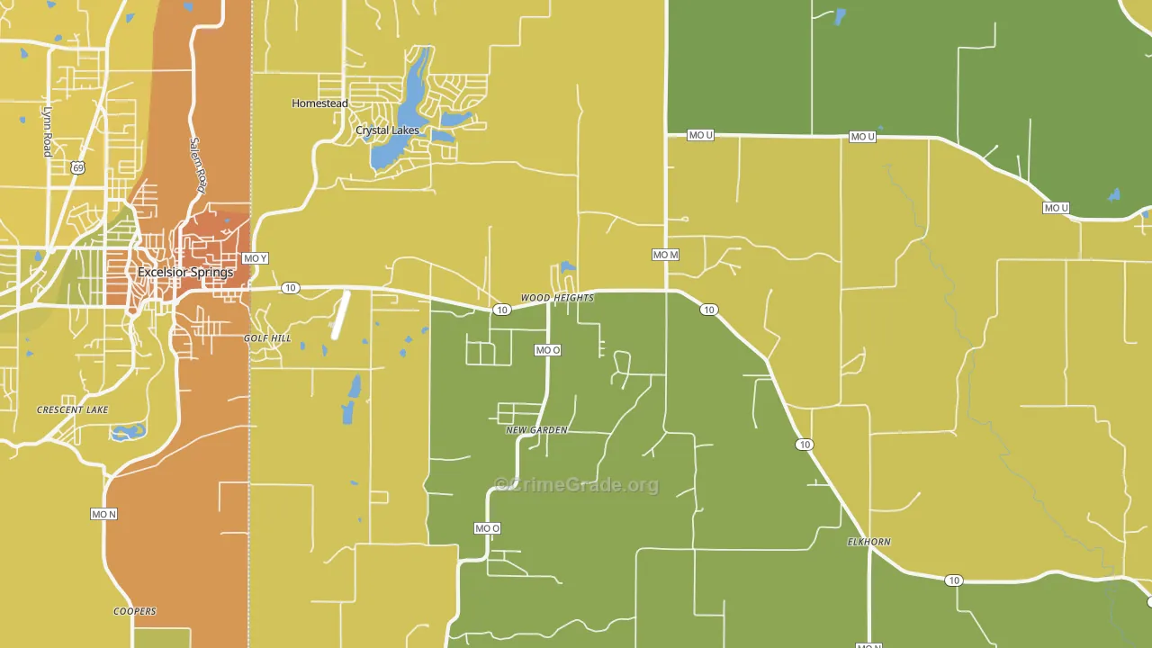 Wood Heights, MO Map of Burglary Rates