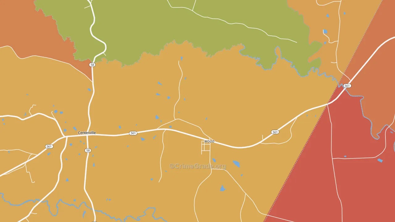 Wood, NC Map of Burglary Rates