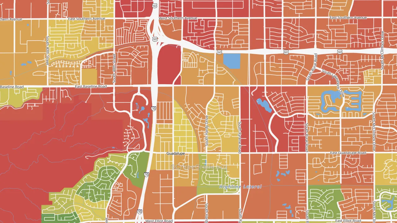 Wood Park, Tempe, AZ Map of Burglary Rates