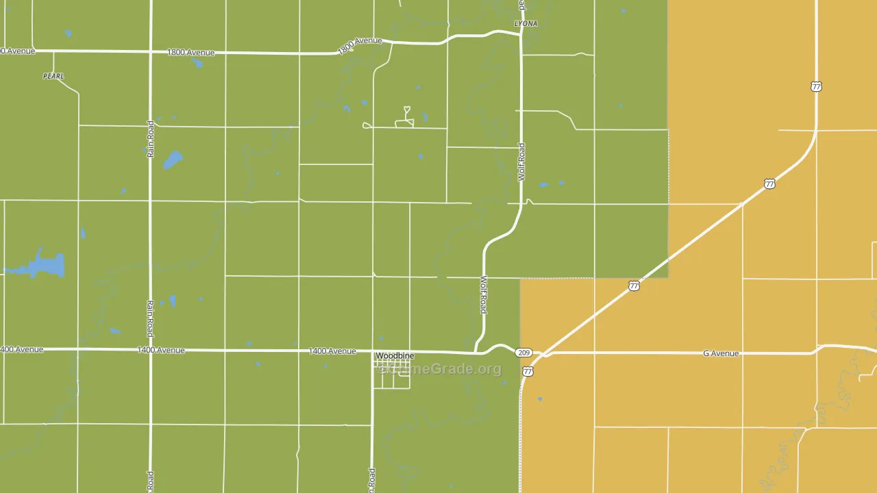 Woodbine, KS Map of Burglary Rates