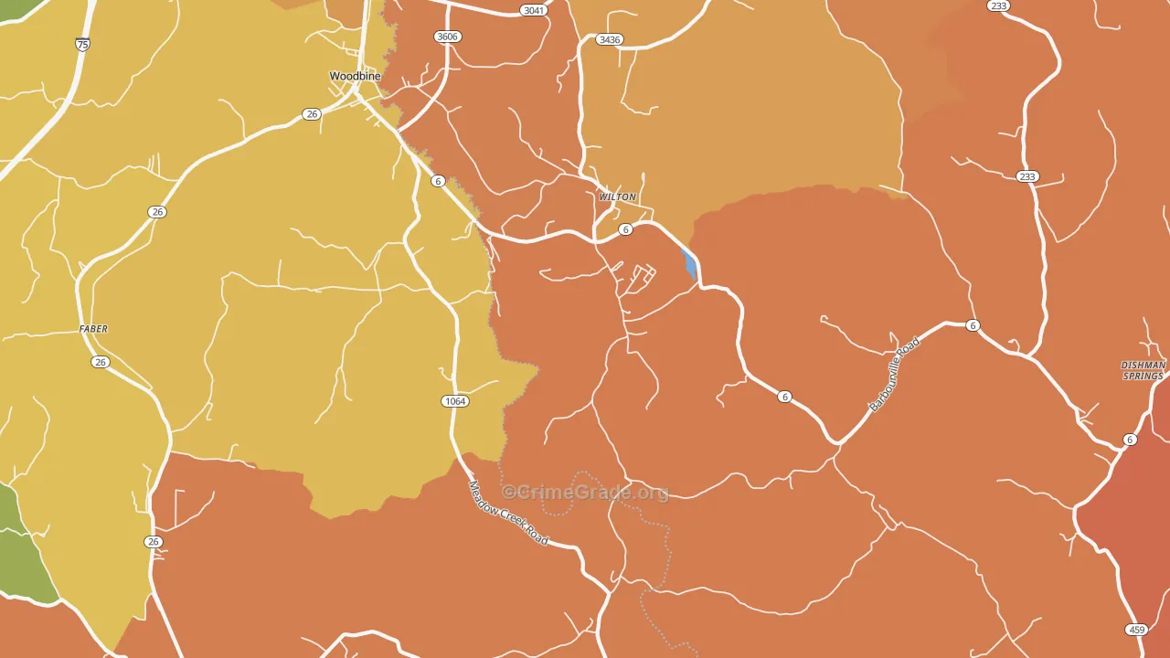 Woodbine, KY Map of Burglary Rates