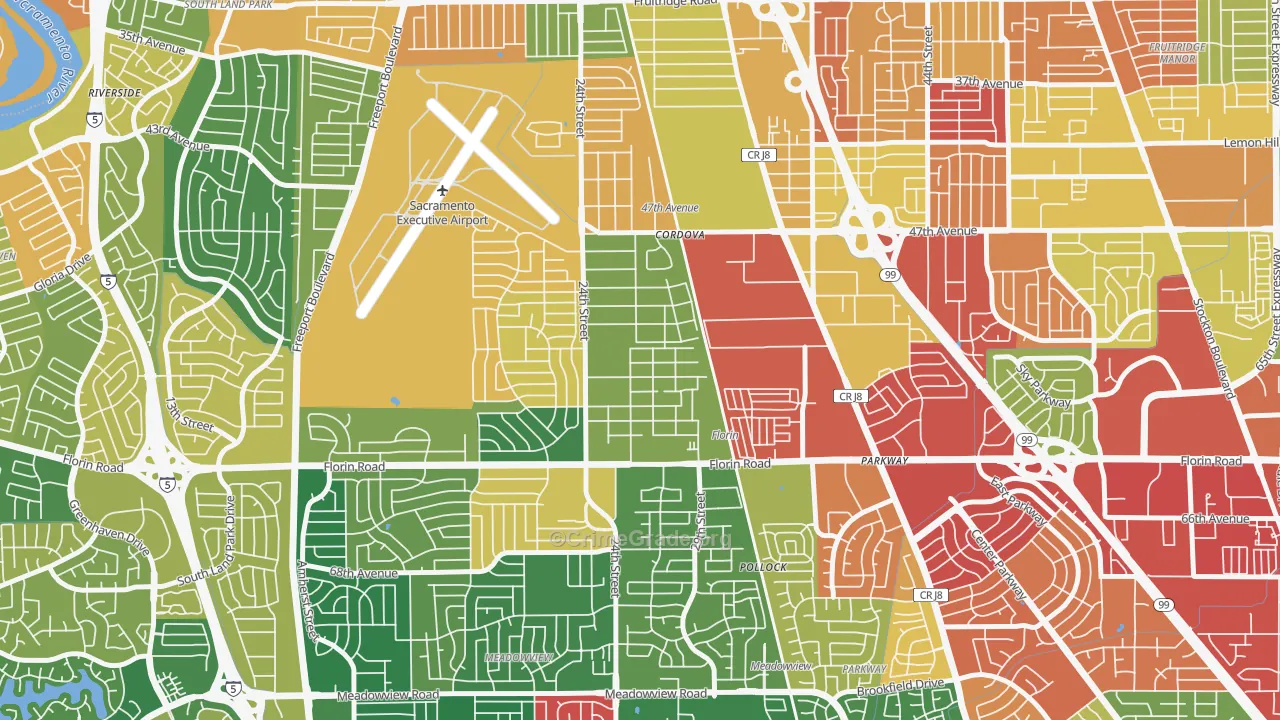 Woodbine, Sacramento, CA Map of Burglary Rates