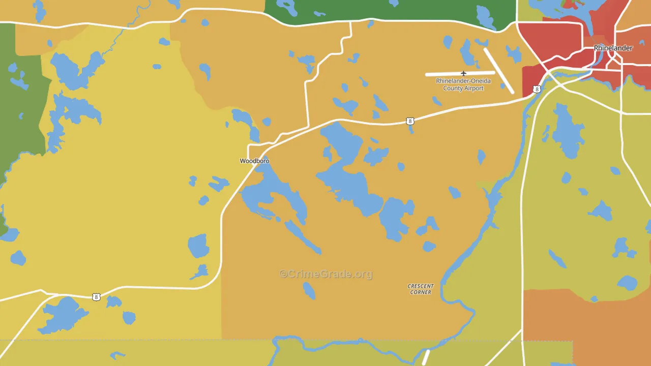 Woodboro, WI Map of Burglary Rates