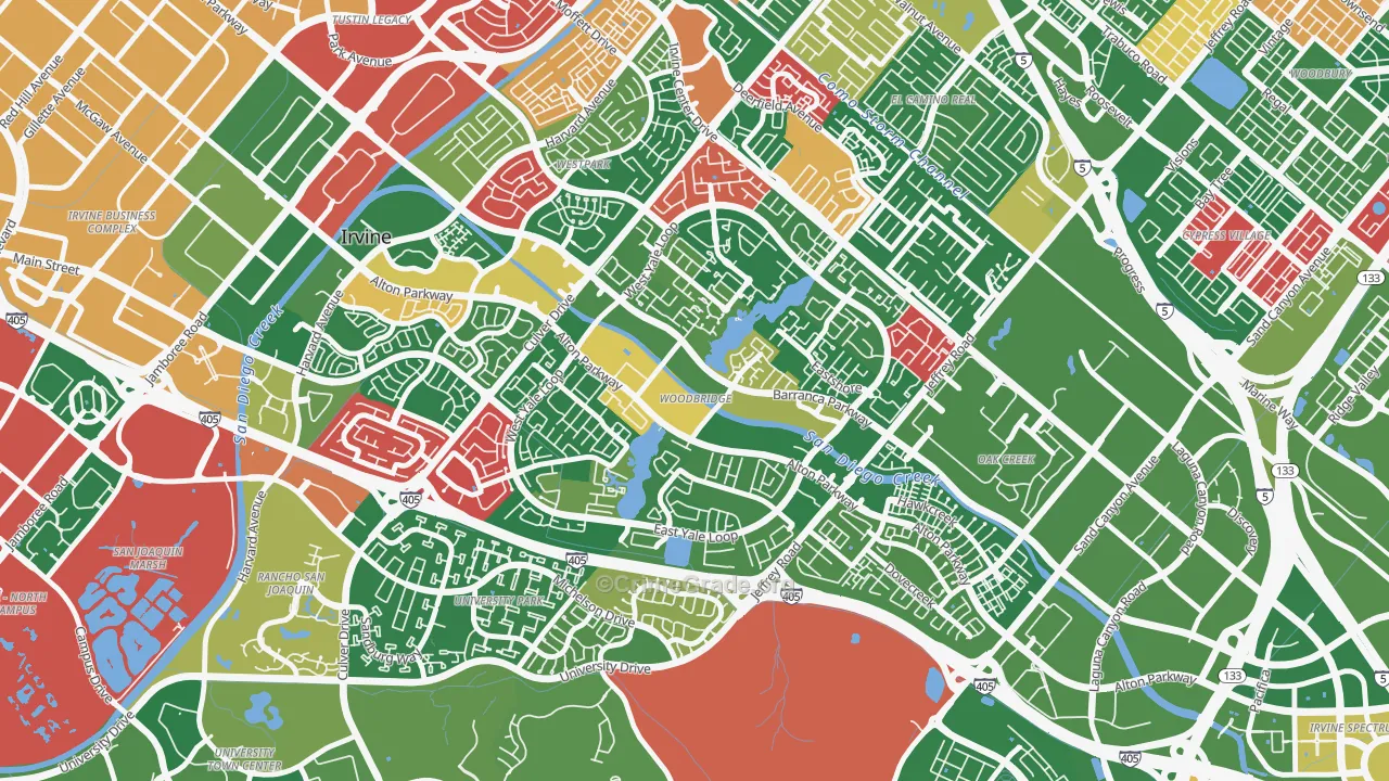 Woodbridge, Irvine, CA Map of Burglary Rates