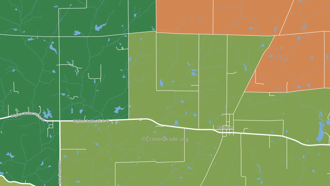Woodburn, IL Map of Burglary Rates