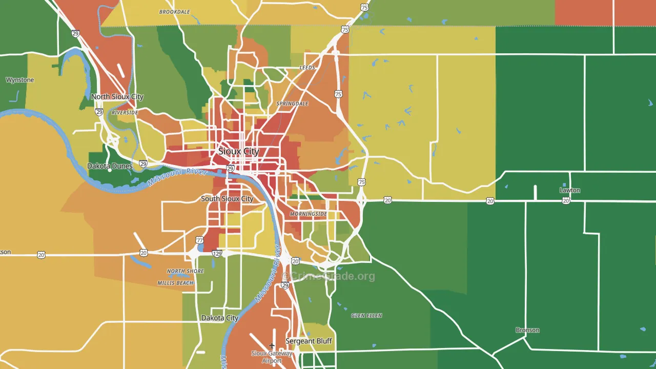 Woodbury County, IA Map of Burglary Rates