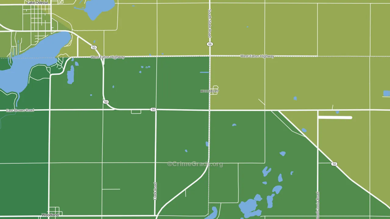 Woodbury, MI Map of Burglary Rates