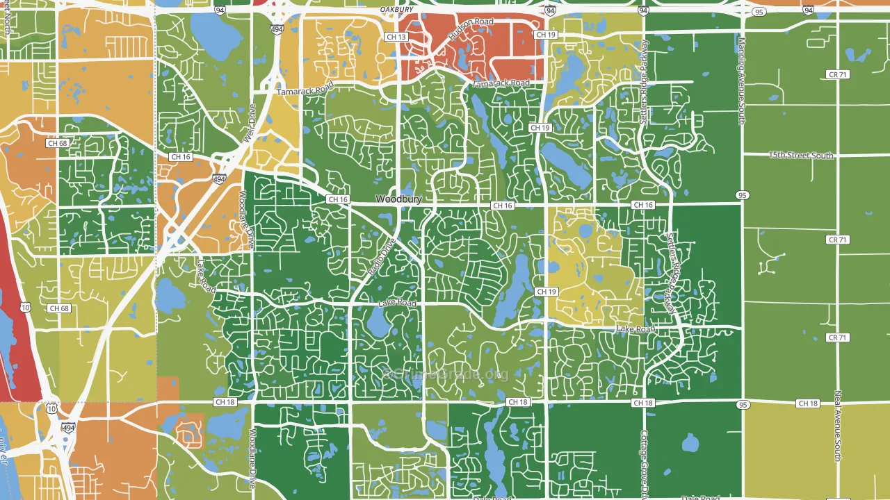 Woodbury, MN Map of Burglary Rates